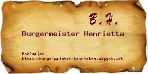Burgermeister Henrietta névjegykártya