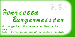 henrietta burgermeister business card